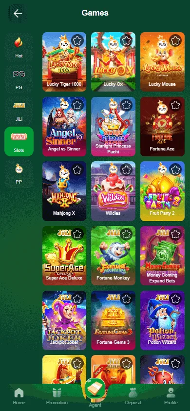 Bethall Casino game lobby on mobile